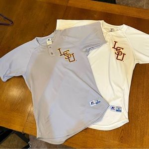 Russell 2button jerseys- LSU Tigers, baseball style raglan cut-Size men’s small